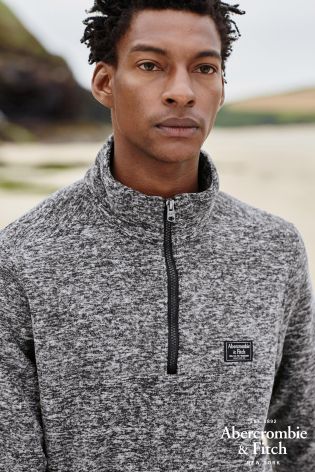 Abercrombie & Fitch Grey Marl Quilted Zip Through